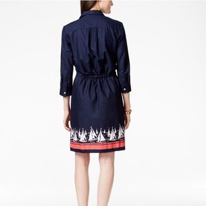Tommy Hilfiger Belted Sailboat-Print Shirtdress